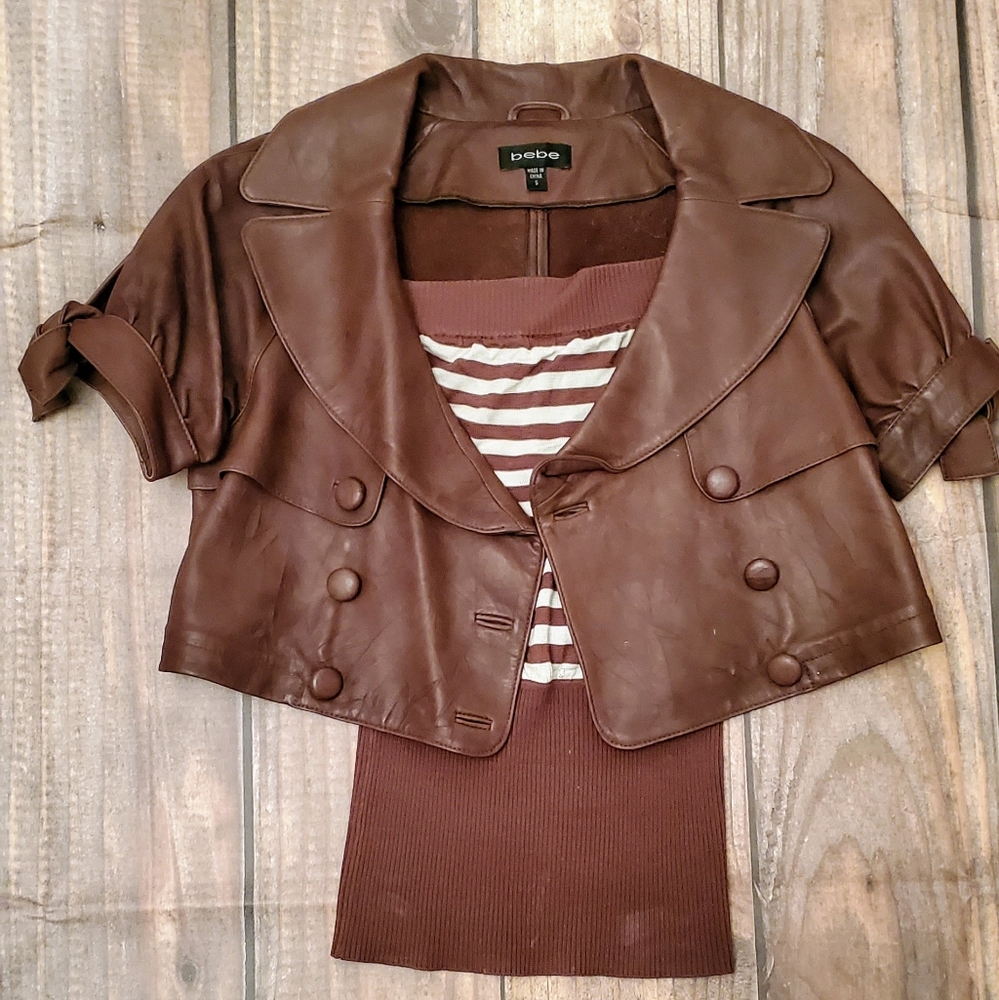bebe Leather Crop Jacket